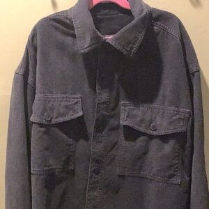 American Eagle Sm blue oversized Button up courdoroy shacket 2 buttoned pockets